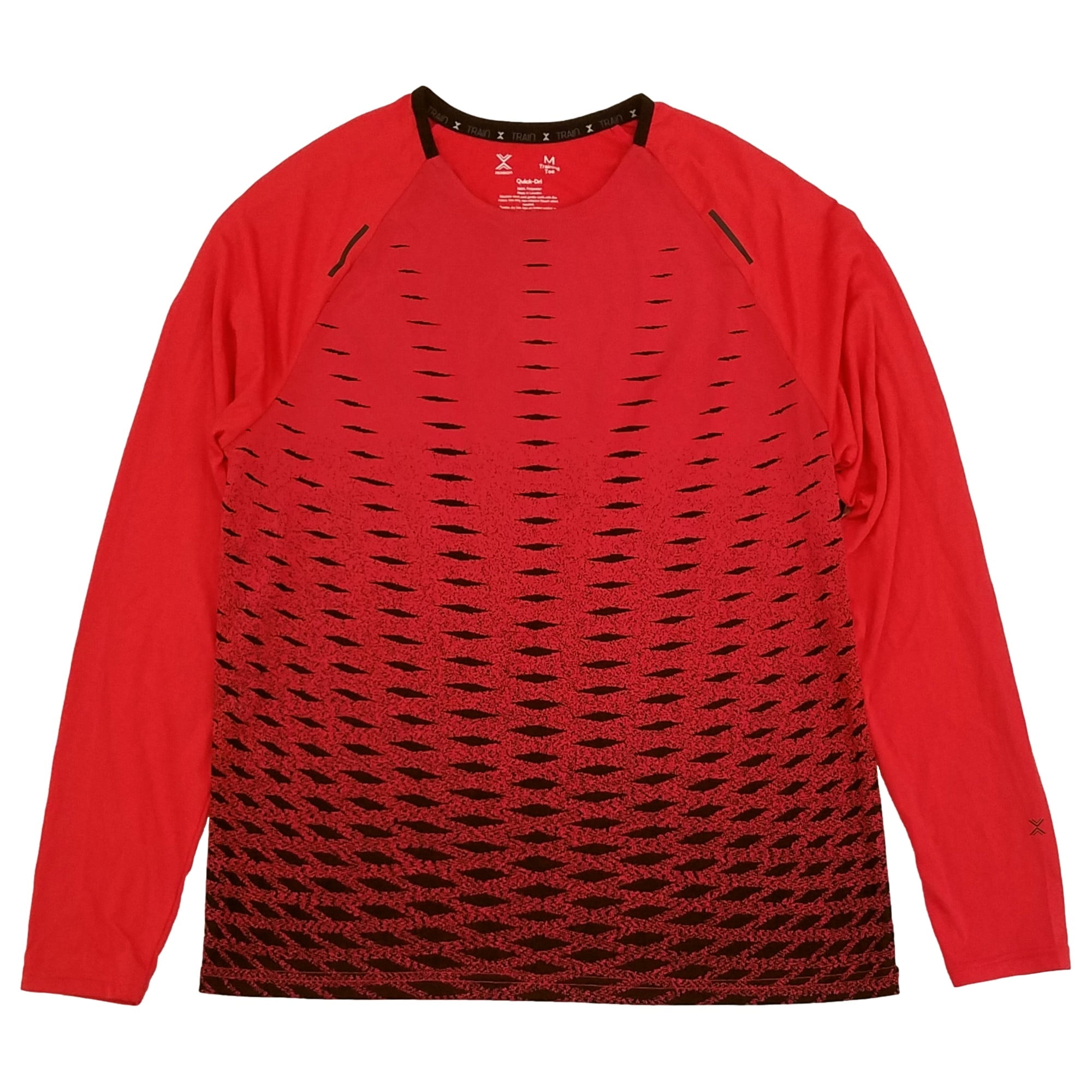 Xersion Mens Red Black Long Sleeve Training Tee Activewear T-Shirt