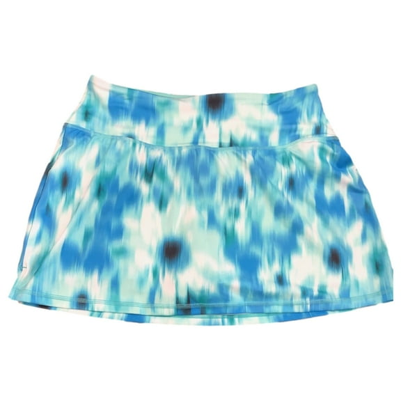Xersion Womens Aqua Blue Green Floral Athletic Skort Skirt with Shorts Large