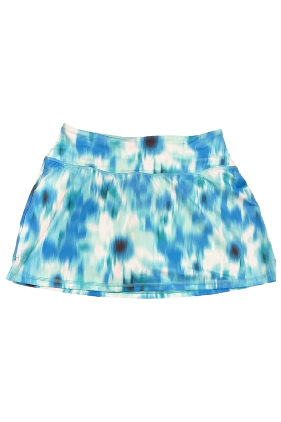 Womens Aqua Blue Green Floral Athletic Skort Skirt with Shorts X-Large