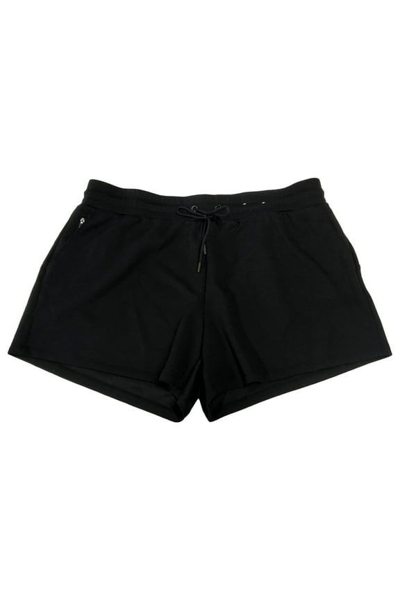 Womens Black Elastic Waist Athletic Scuba Shorts 5" Mid-Rise 3X