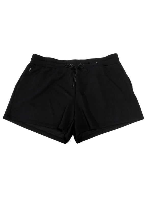 Womens Black Elastic Waist Athletic Scuba Shorts 5" Mid-Rise 3X
