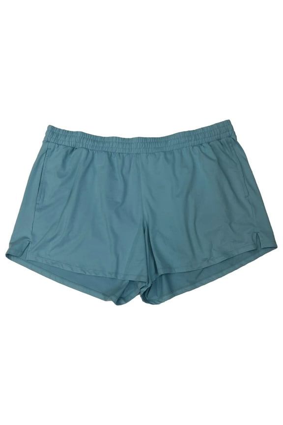 Womens Blue Athletic Shorts 5" Mid-Rise 2X