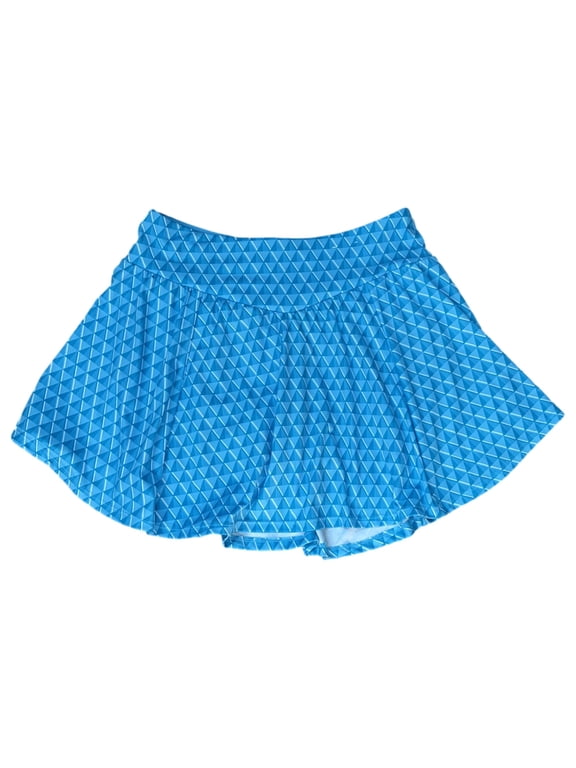 Womens Blue Geometric Print Athletic Flounce Skort Skirt Large