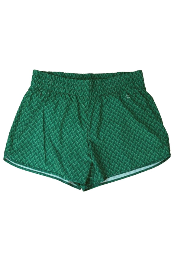 Womens Green Athletic Running Shorts With Zipper Pockets Medium