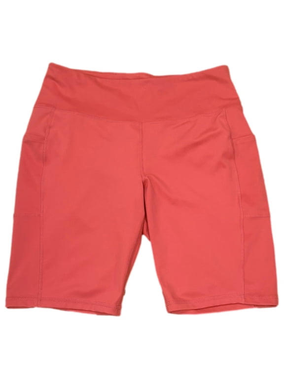 Womens Island Coral Orange Athletic Bike Shorts 10 inch High Rise 0X