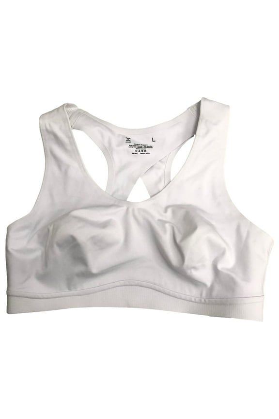 Womens White Medium Support Bonded Racer Back Sports Bra Medium