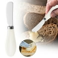 thumbnail image 1 of Xetio Butter Knife,1 Pcs Stainless Steel Butter Spreader Knife with White Porcelain Handle Wide Blade Cheese Spreader Used for Cheese,Cold Butter,Jam,5.2 Inch, 1 of 9