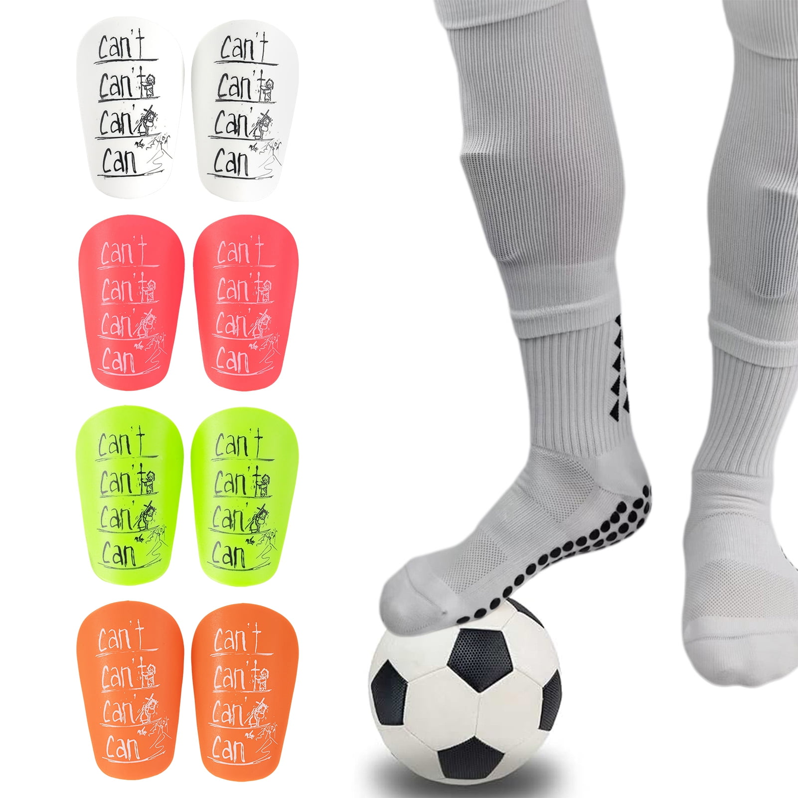 Xeyise 1 Pair Mini Soccer Shin Guards Letter Antislip Kids Teens Adults Players Miniature Shin
