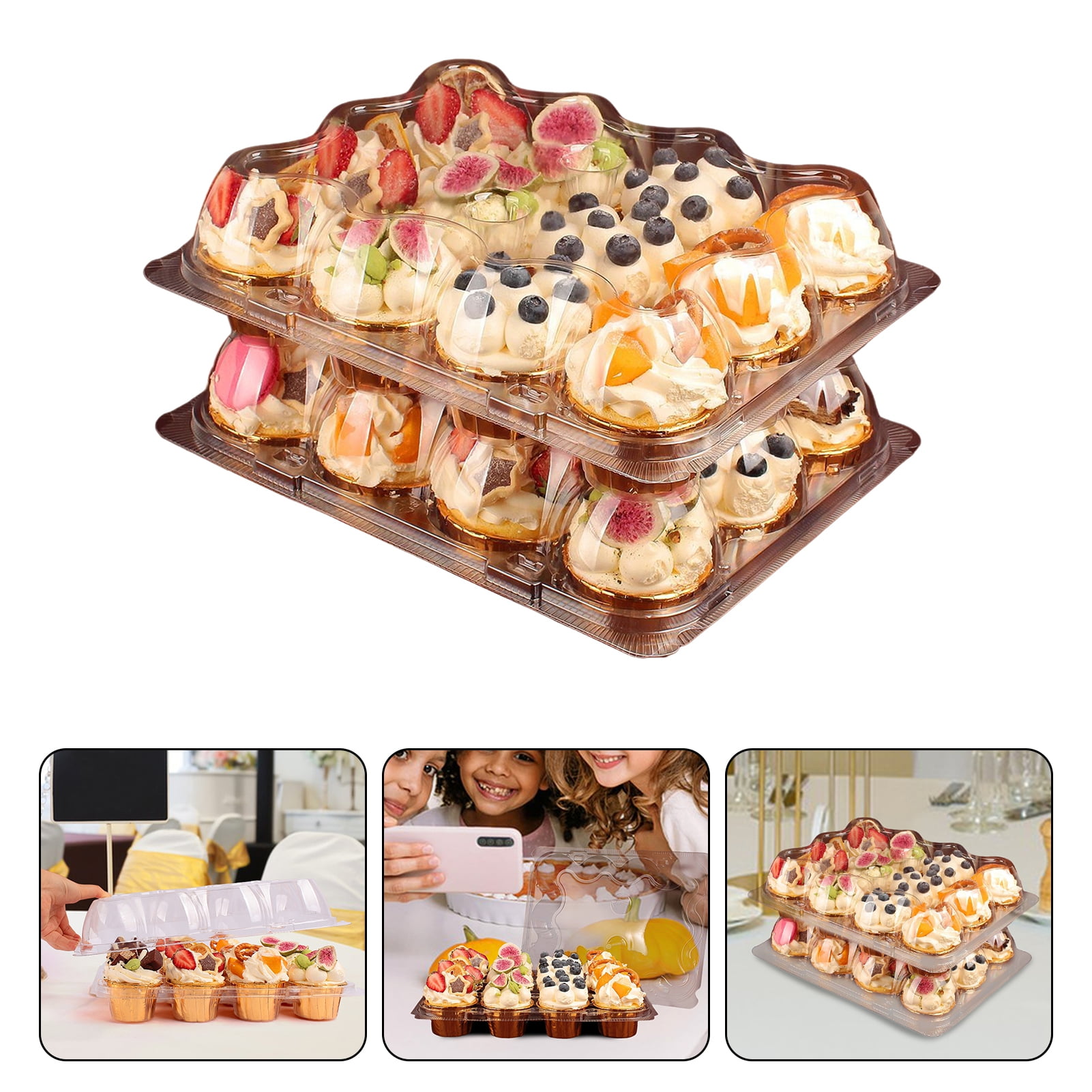 Xeyise 12Pcs Cupcake Box Stackable Cupcake Carrier Transparent 12 Grids ...