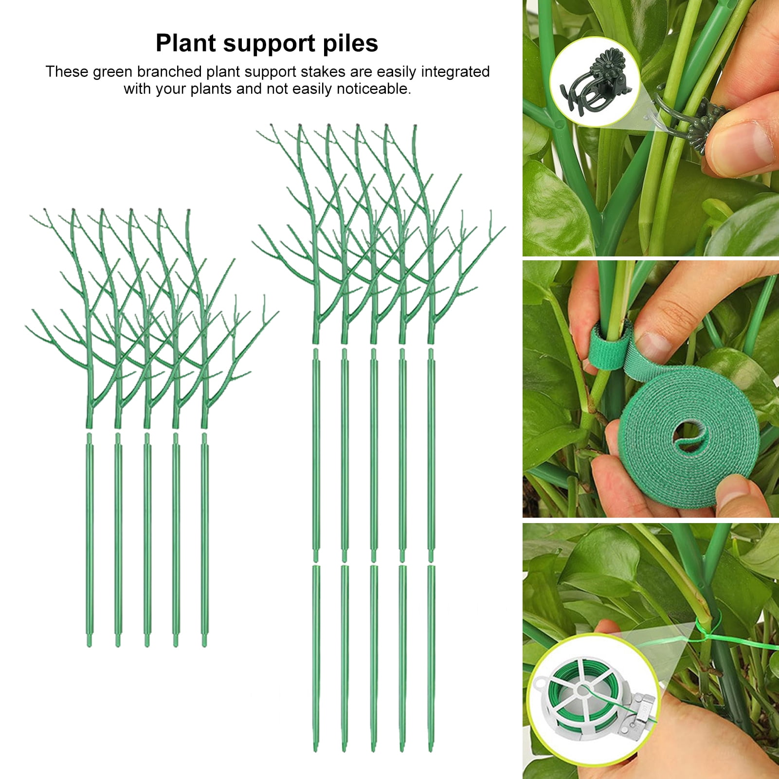 Xeyise 6 Pack Plant Support Stakes Set Plastic Twig Sticks with Orchid ...