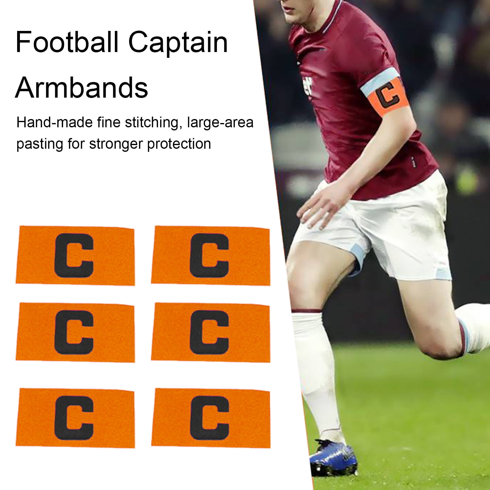 Xeyise 6Pcs Elastic Soccer Captain Armbands with Adjustable Fastener Tape Rich Color Wear