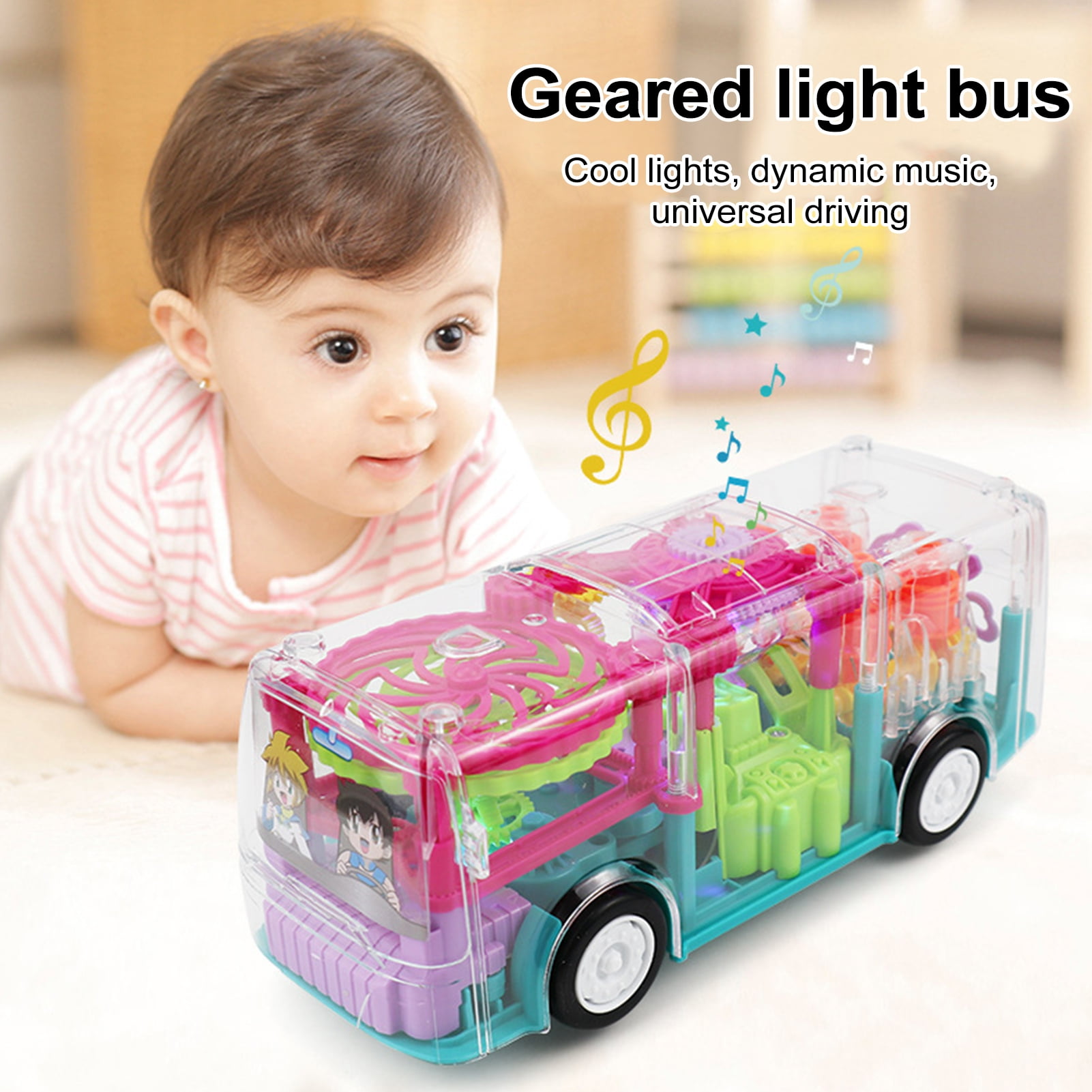 Xeyise Clear Bus Toy Kids Transparent Sensory Toys with Colorful ...