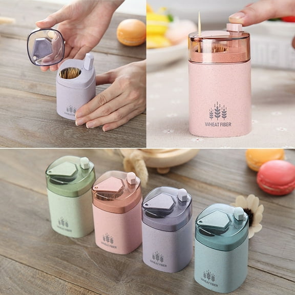 Xeyise Fashion Plastic Straw Automatic Toothpick Holder Container Dispenser Home Decor