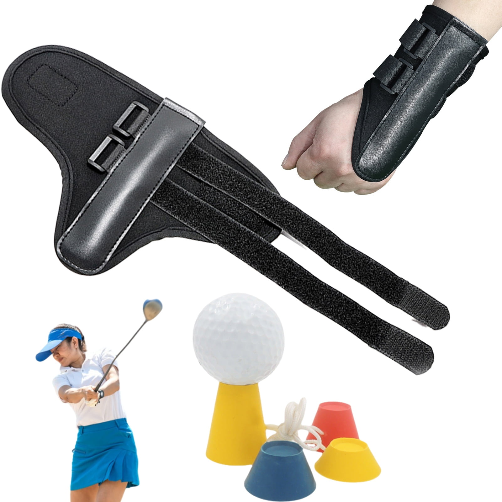 Xeyise Golf Swing Aid Wrist Brace 4in1 Golf Tee Ball Holder Golf