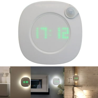 Xeyise LED Motion Sensor Night Light Digital Time Display Clock Bedroom Bathroom Lamp