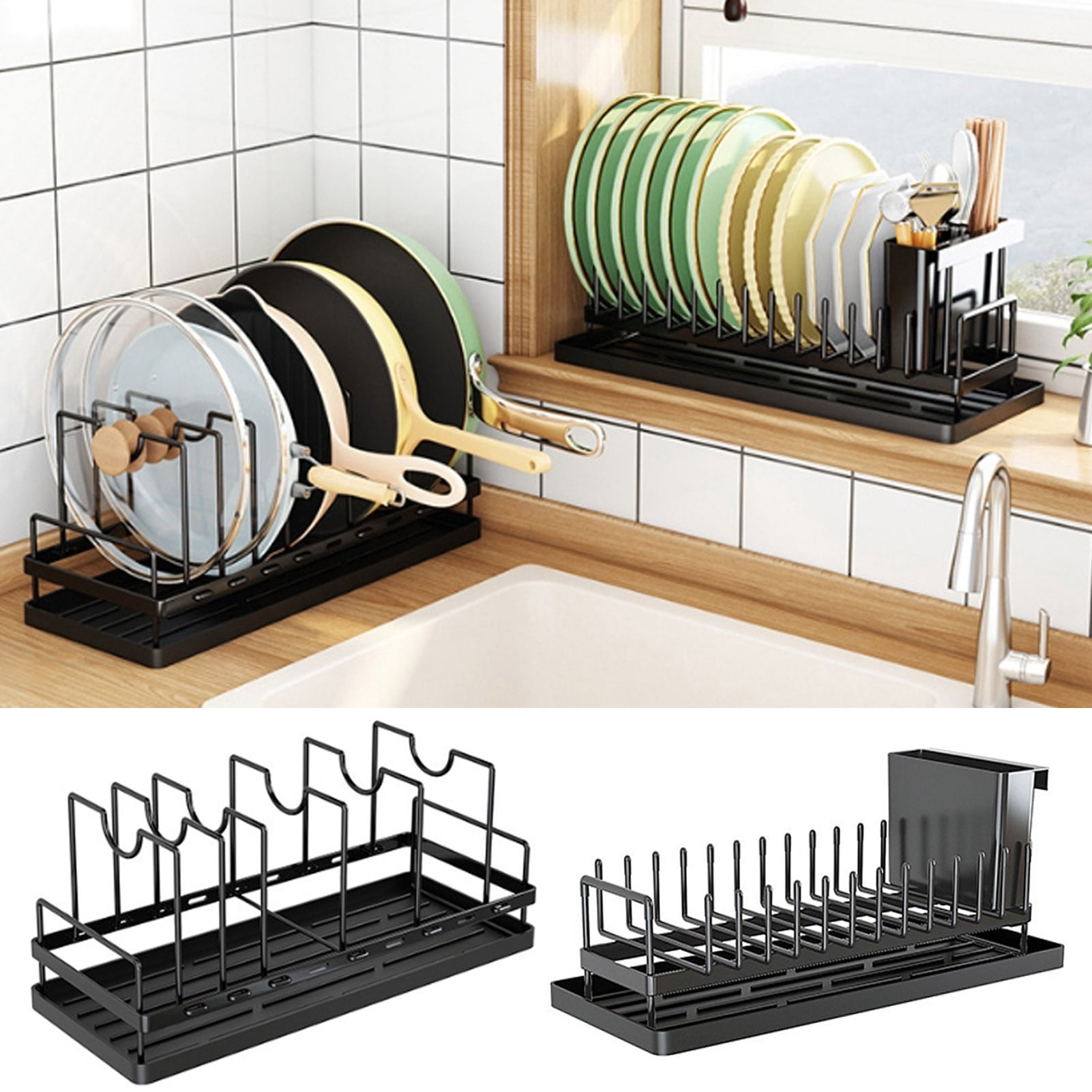 Xeyise Small Dish Drying Rack Pot Lid Holder Adjustable Design Easy ...