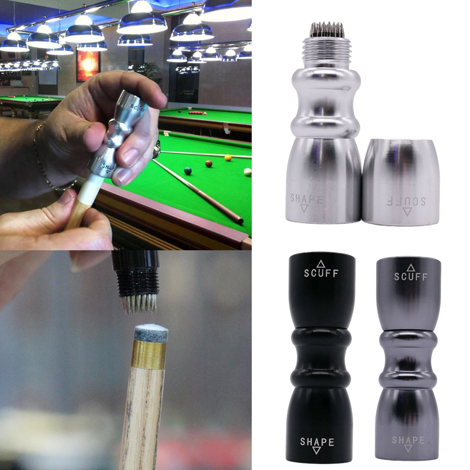 Xeyise Snooker Pool Cue Tip Tool Aluminum Alloy 3in1 Billiard Pool