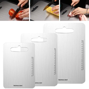 SNOWCLAD Stainless Steel Cutting Board - Double Sided 16x11 Inch With Juice Groove, Dishwasher Safe