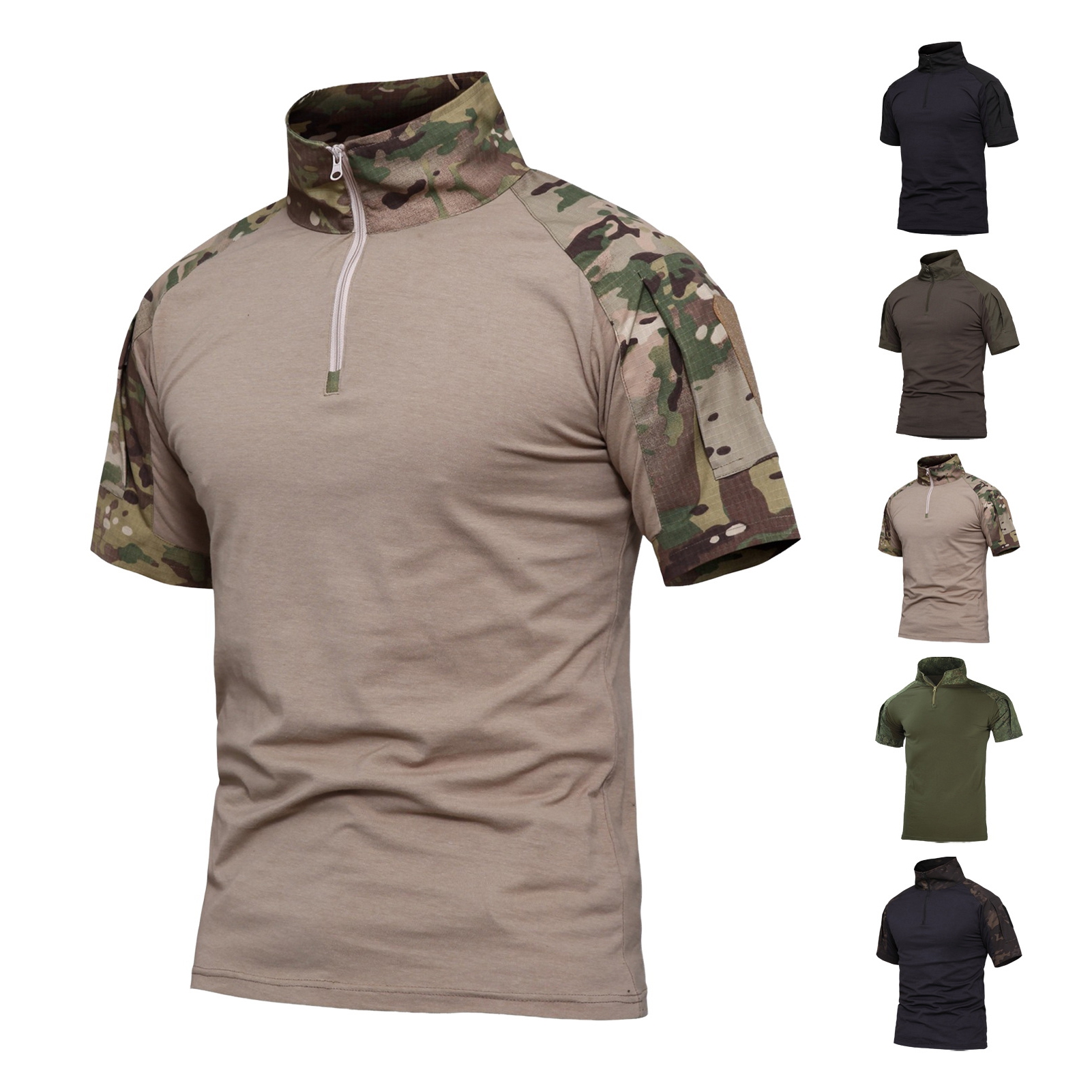 Xeyise Summer Spring Men Training T-shirt Camouflage Print Patchwork ...