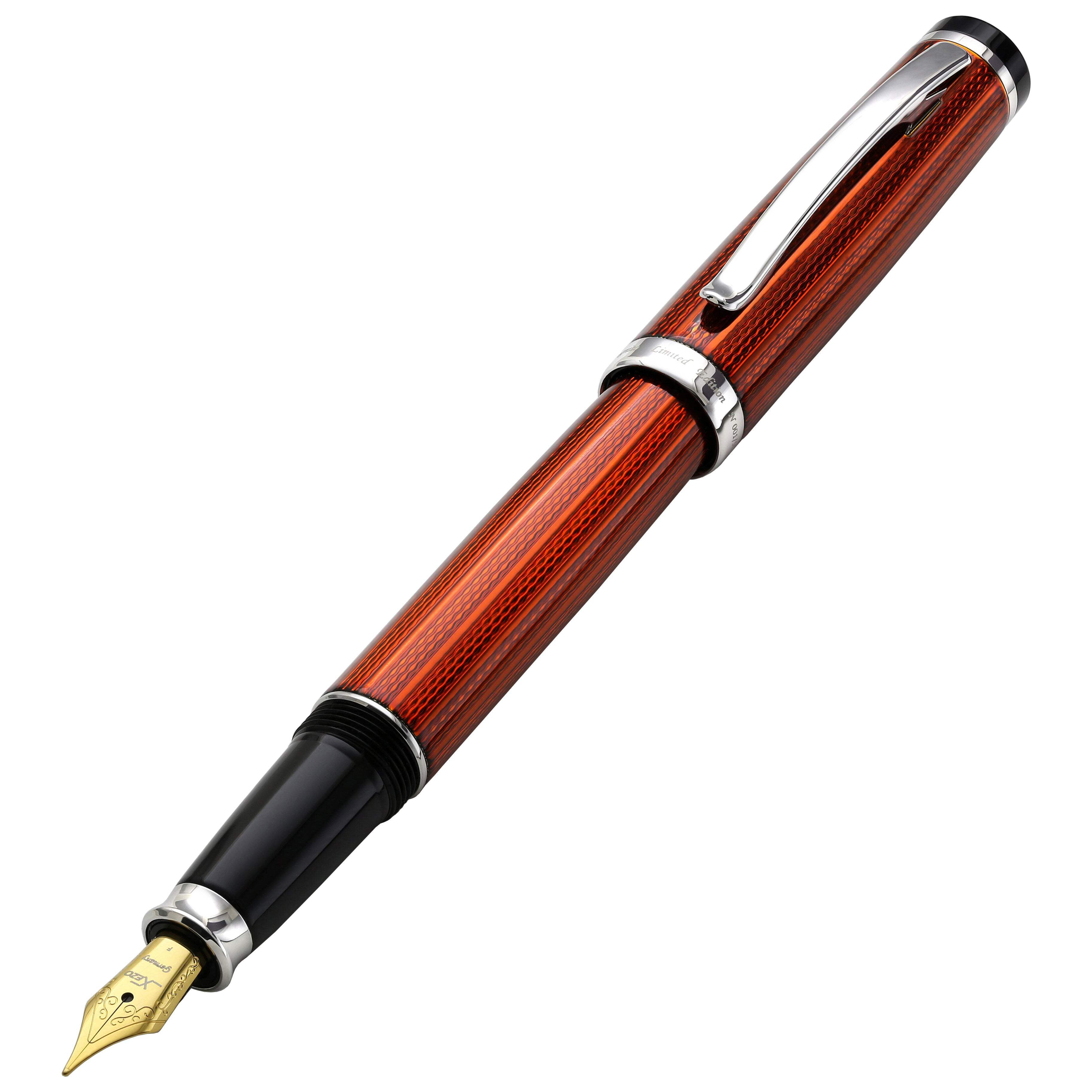 Xezo Xezo Incognito™ Diamond-Cut Lacquered Brass Fountain Pen (Fine Nib) - Sunstone Orange