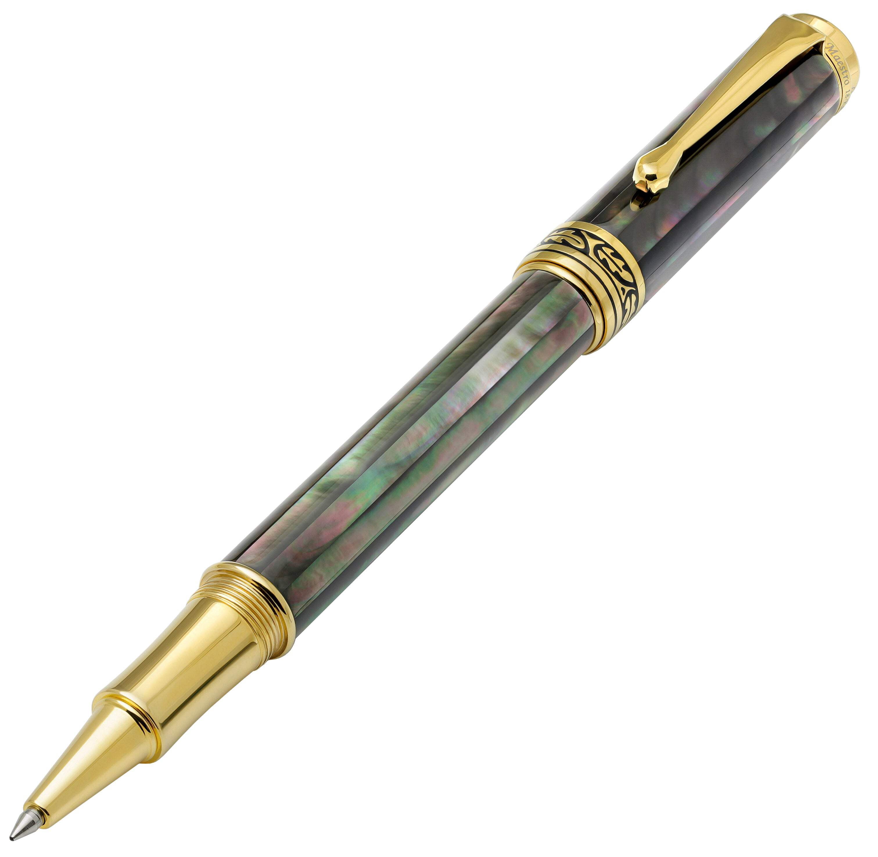 Xezo Xezo Maestro® 18K Gold Plated Rollerball Pen - Tahitian Black Mother of Pearl