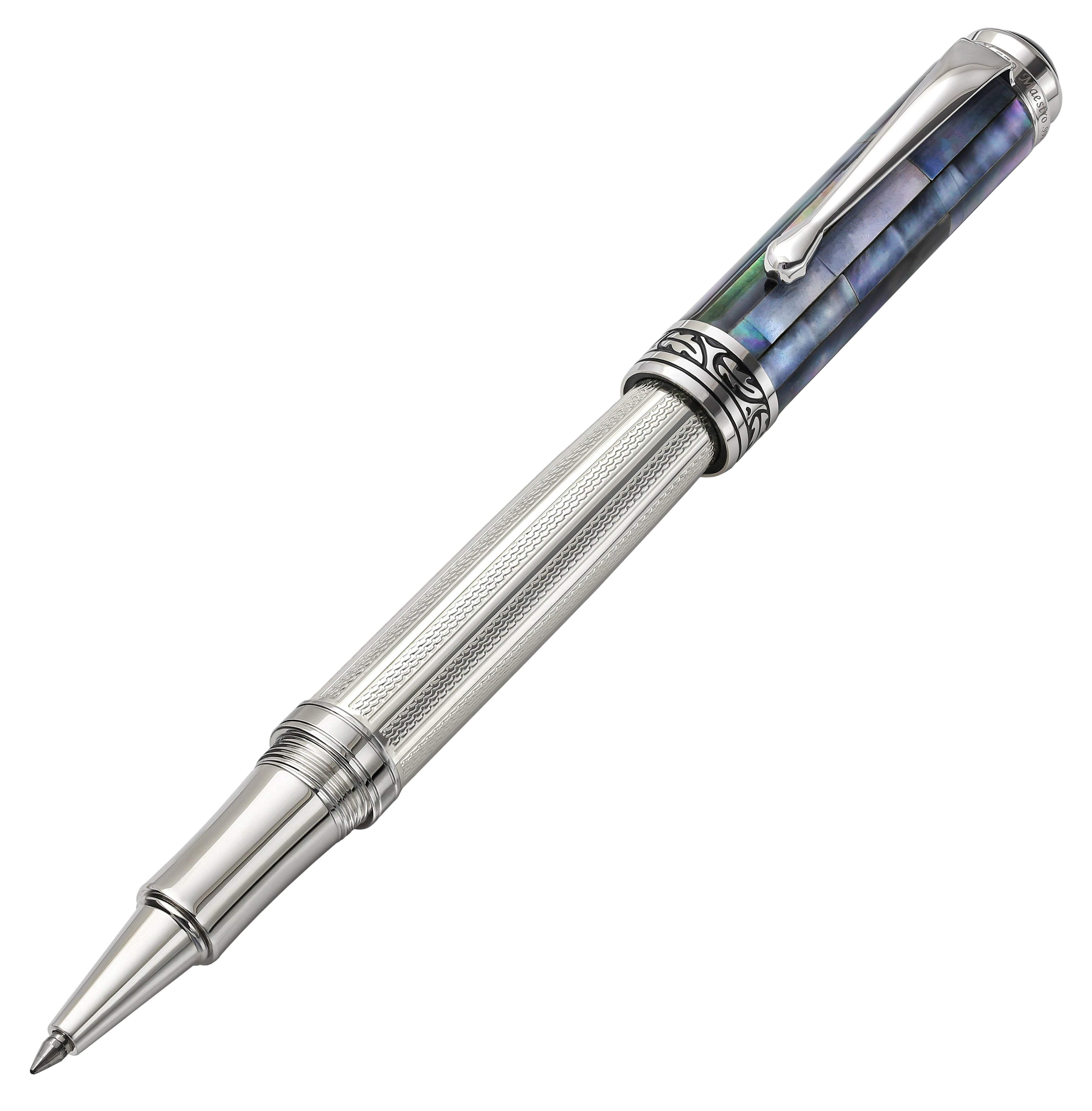 Xezo Xezo Maestro® 925 Sterling Silver Rollerball Pen - Black Mother of Pearl Cap