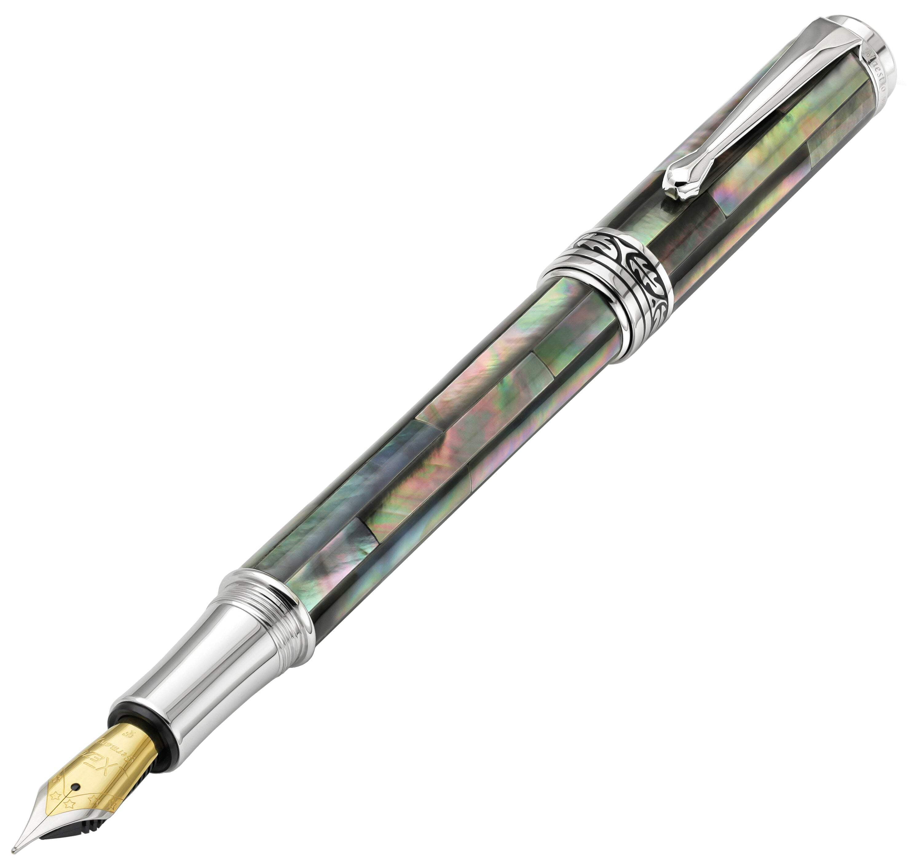 Xezo Xezo Maestro® Black Mother of Pearl  Platinum Plated Fountain Pen (Fine / Extra Fine Nib)