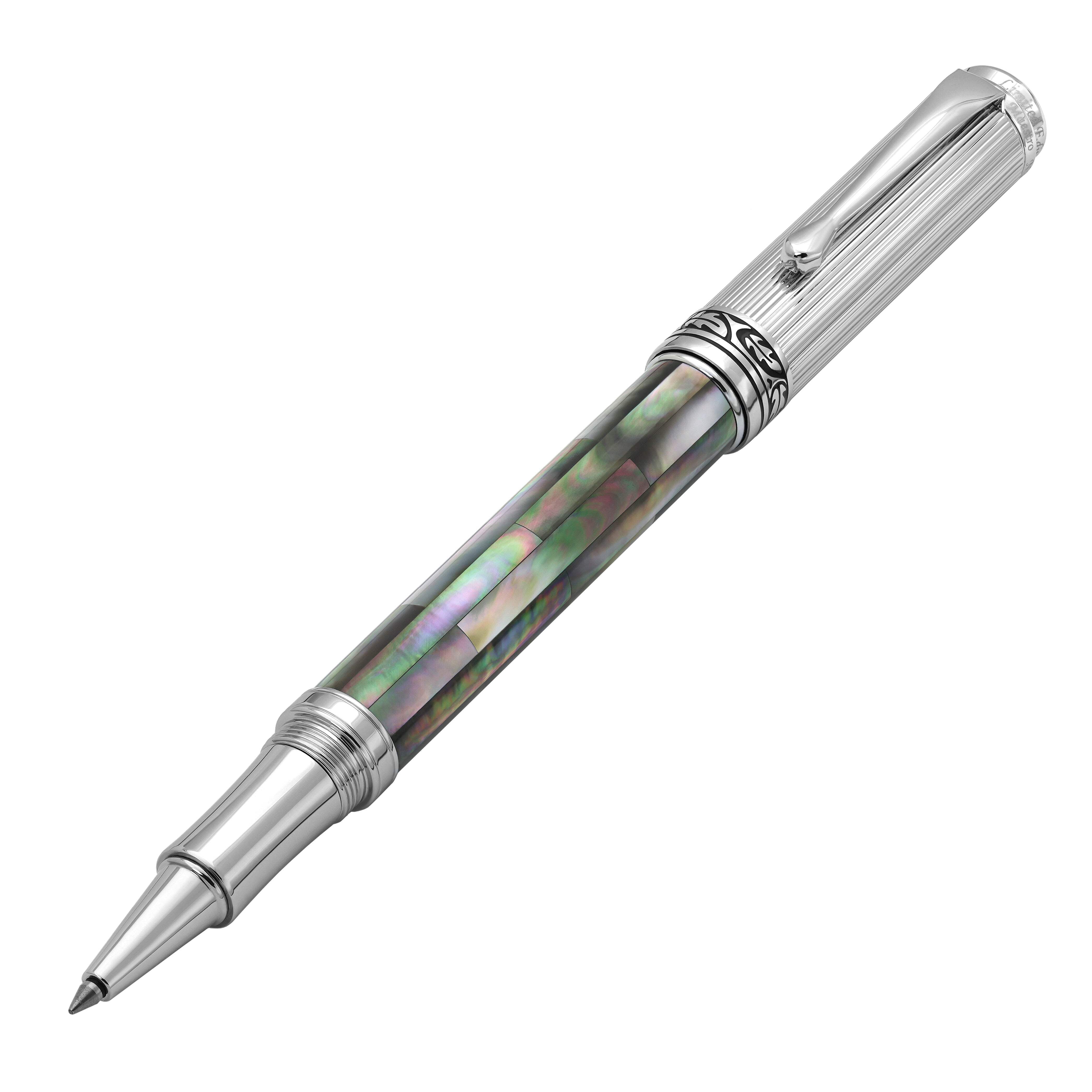 Xezo Xezo Maestro® Black Mother of Pearl Rollerball Pen - Chrome Plated