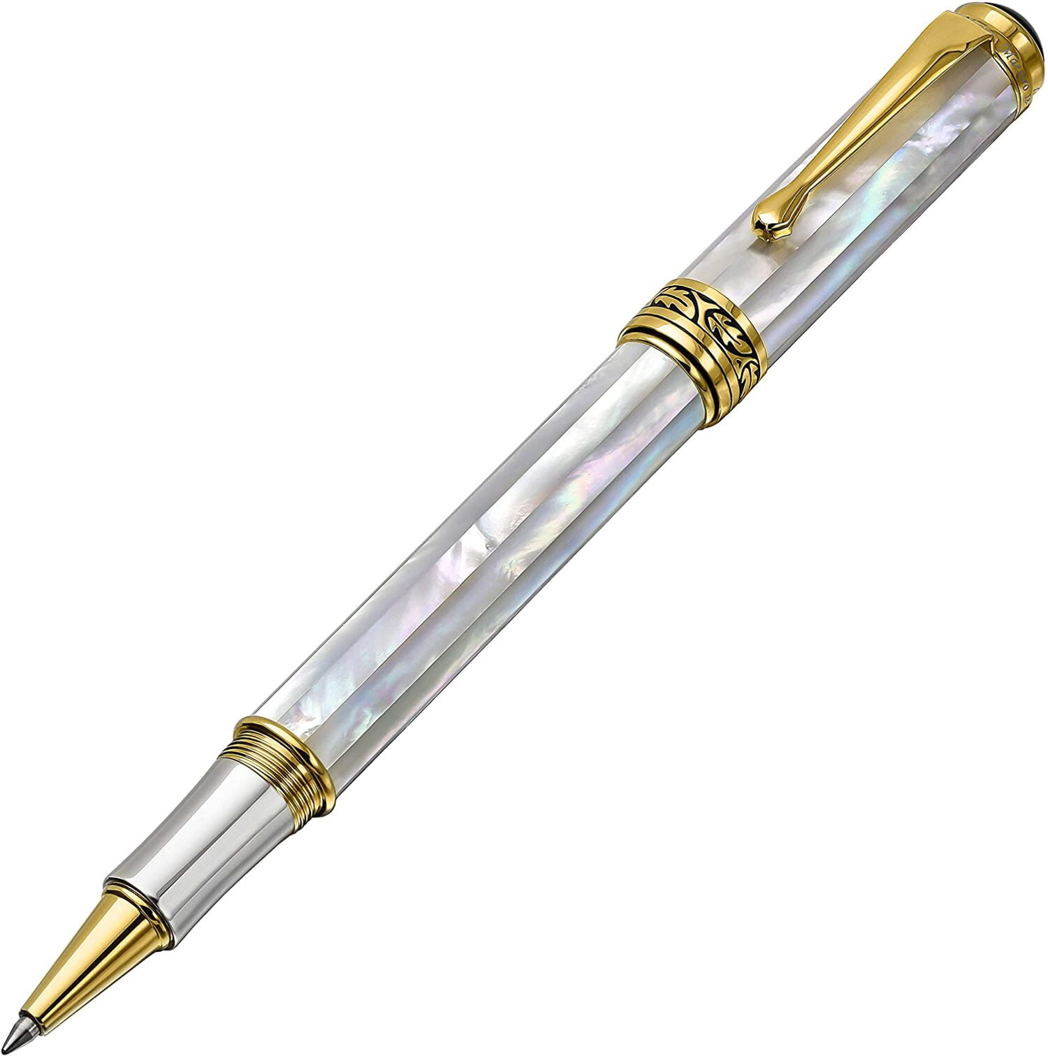 Xezo Xezo Maestro® 18K Gold Plated Rollerball Pen - Oceanic White Mother of Pearl
