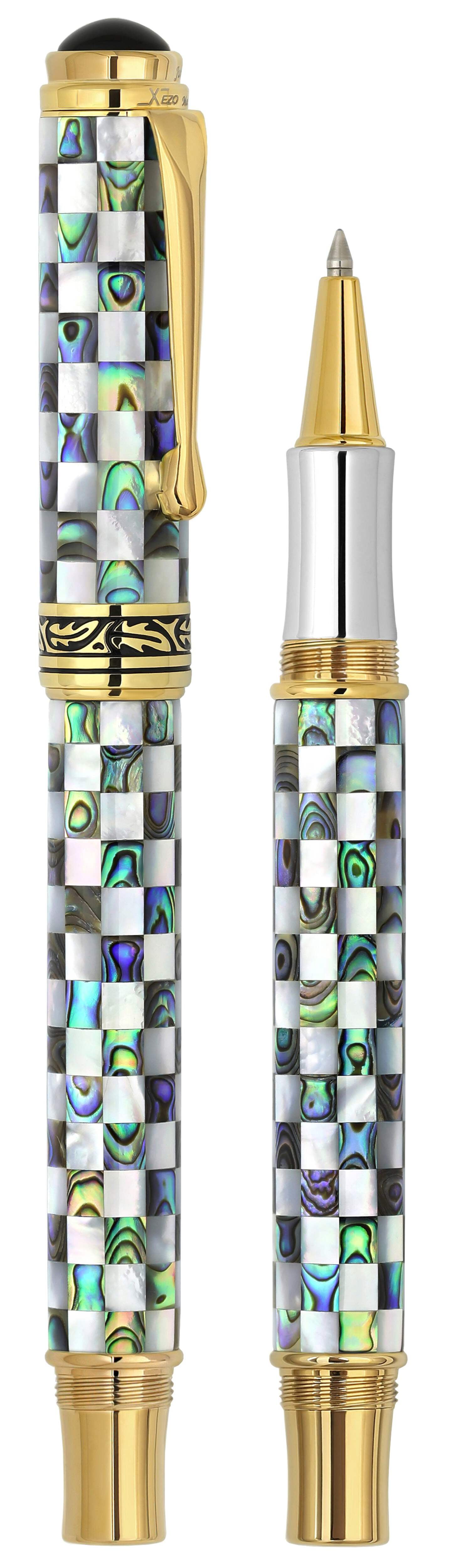 Xezo Xezo Maestro® Jubilee Classic of The Ocean Rollerball Pen - Paua Abalone  Oceanic White Mother of Pearl, 18K Gold Plated
