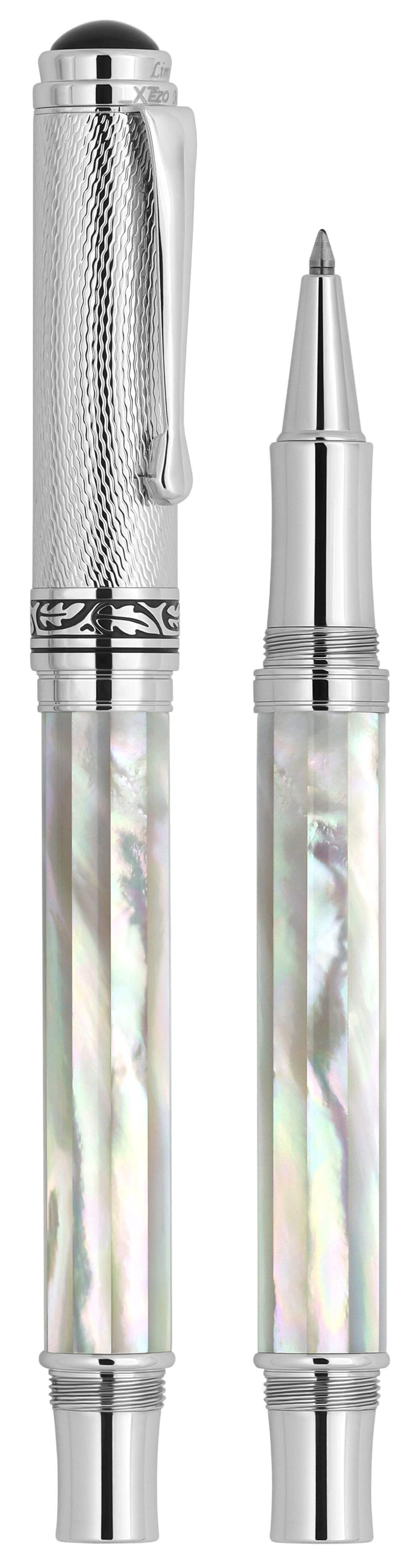 Xezo Xezo Maestro® Oceanic White Mother of Pearl Rollerball Pen - Chrome Cap