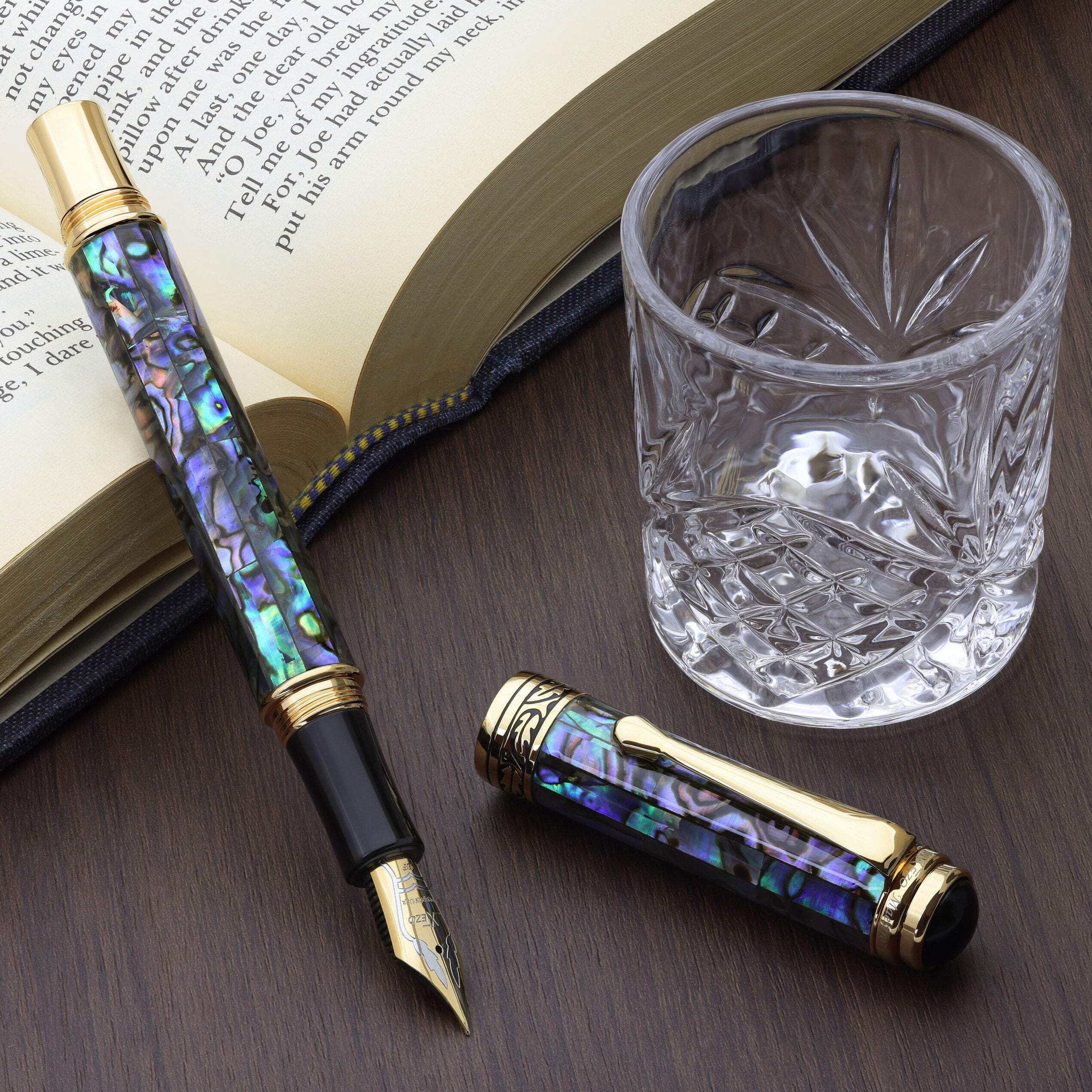 Xezo Xezo Maestro® Paua Abalone Sea Shell Fountain Pen (Extra Fine Nib) - 18K Gold Plated