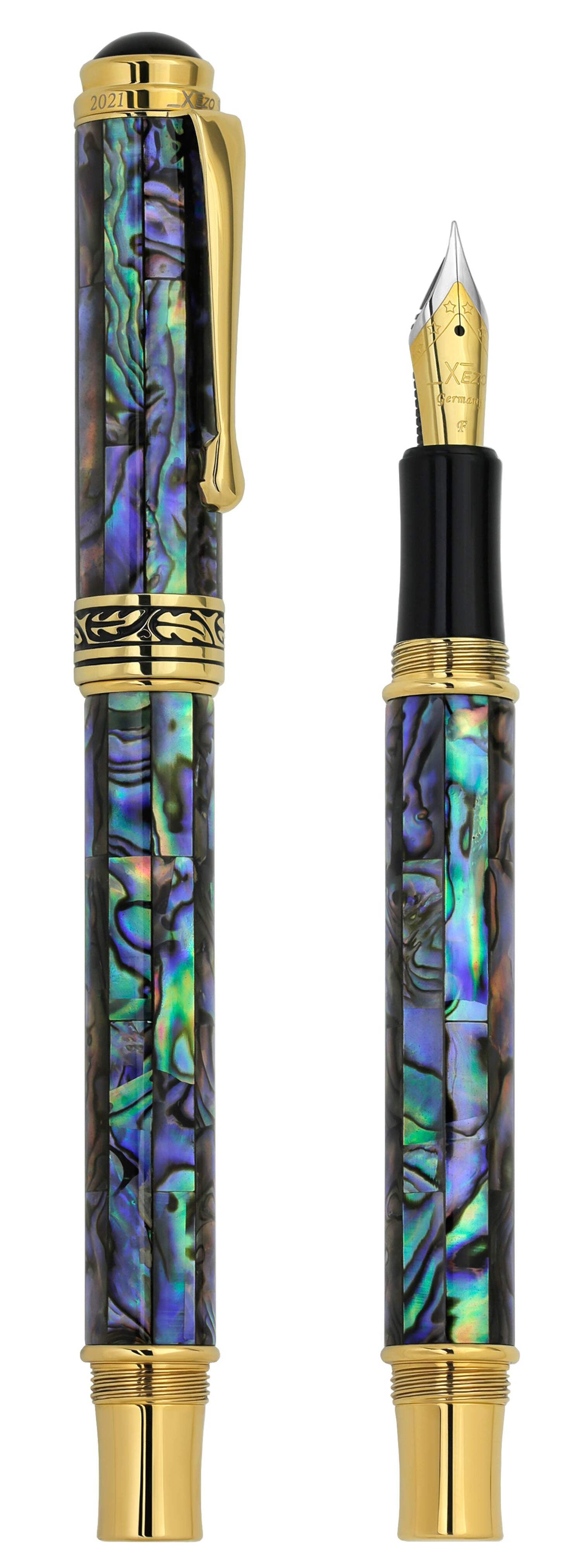 Xezo Xezo Maestro® Paua Abalone Sea Shell Fountain Pen (Fine Nib) - 18K Gold Plated