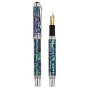 Xezo Xezo Maestro  Paua Abalone Sea Shell Fountain Pen Medium Nib - Platinum Plated