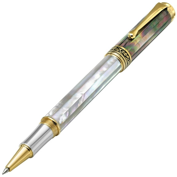 Xezo Xezo Maestro White Black Mother of Pearl Rollerball Pen - 18K Gold Plated