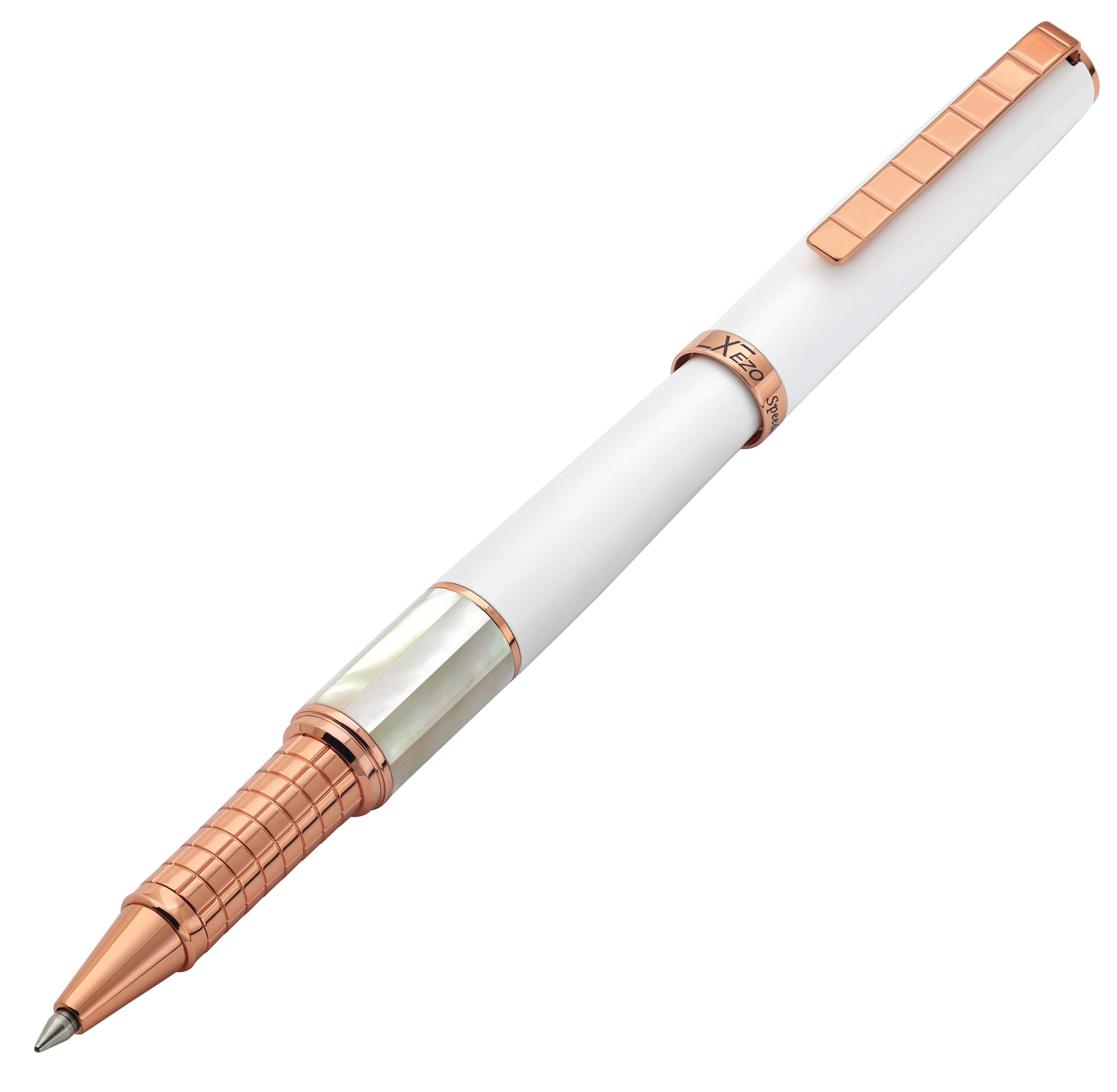 Xezo Speedmaster® White Brass Rollerball Pen - With White Mother of Pearl  Rose Gold