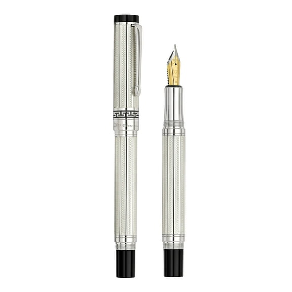 Xezo Tribune 925 Sterling Silver Guilloche Engraved Fountain Pen (Medium Nib)