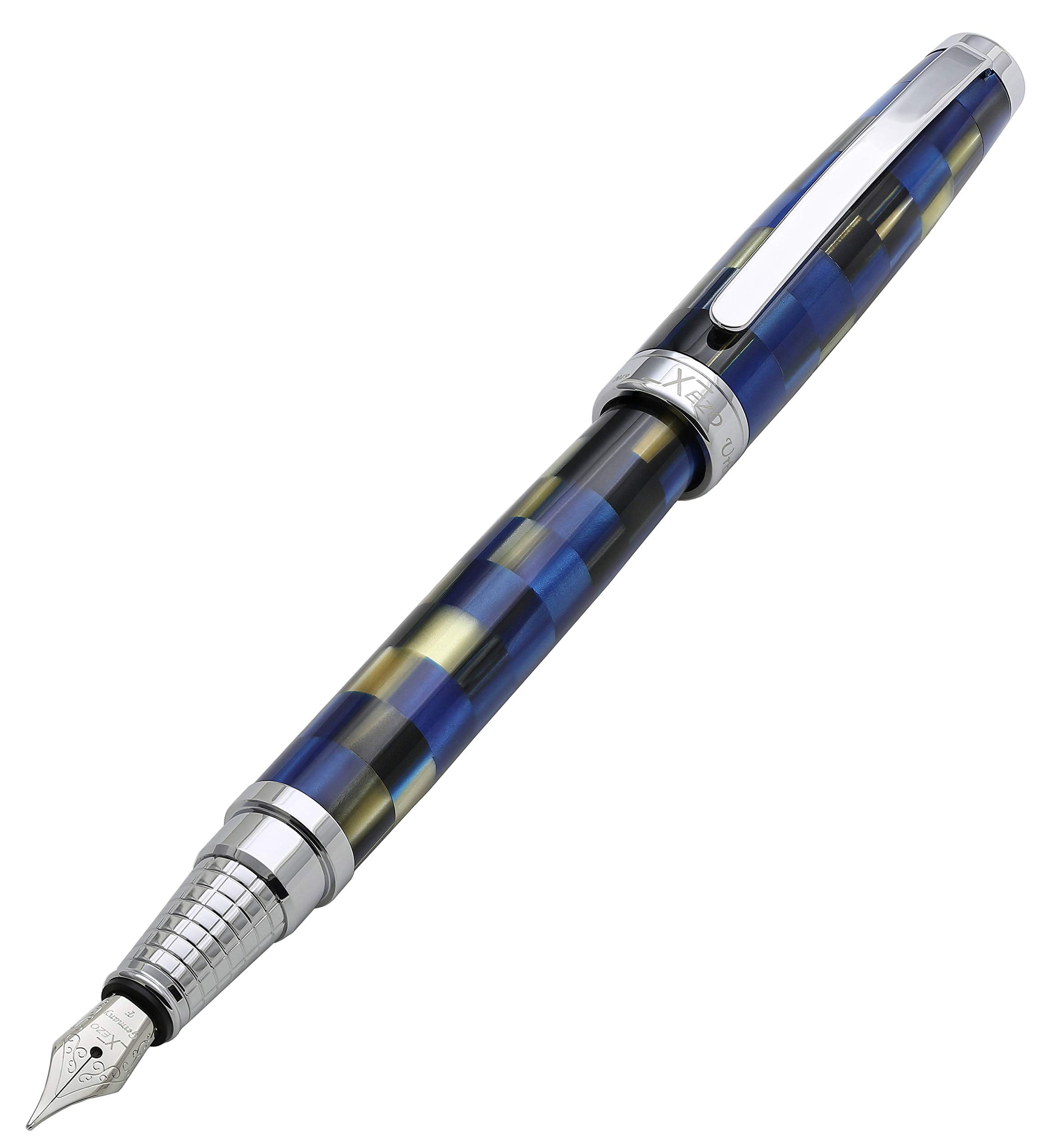Xezo Urbanite I Acrylic  Brass Fountain Pen (Fine Nib) - Modern Blue