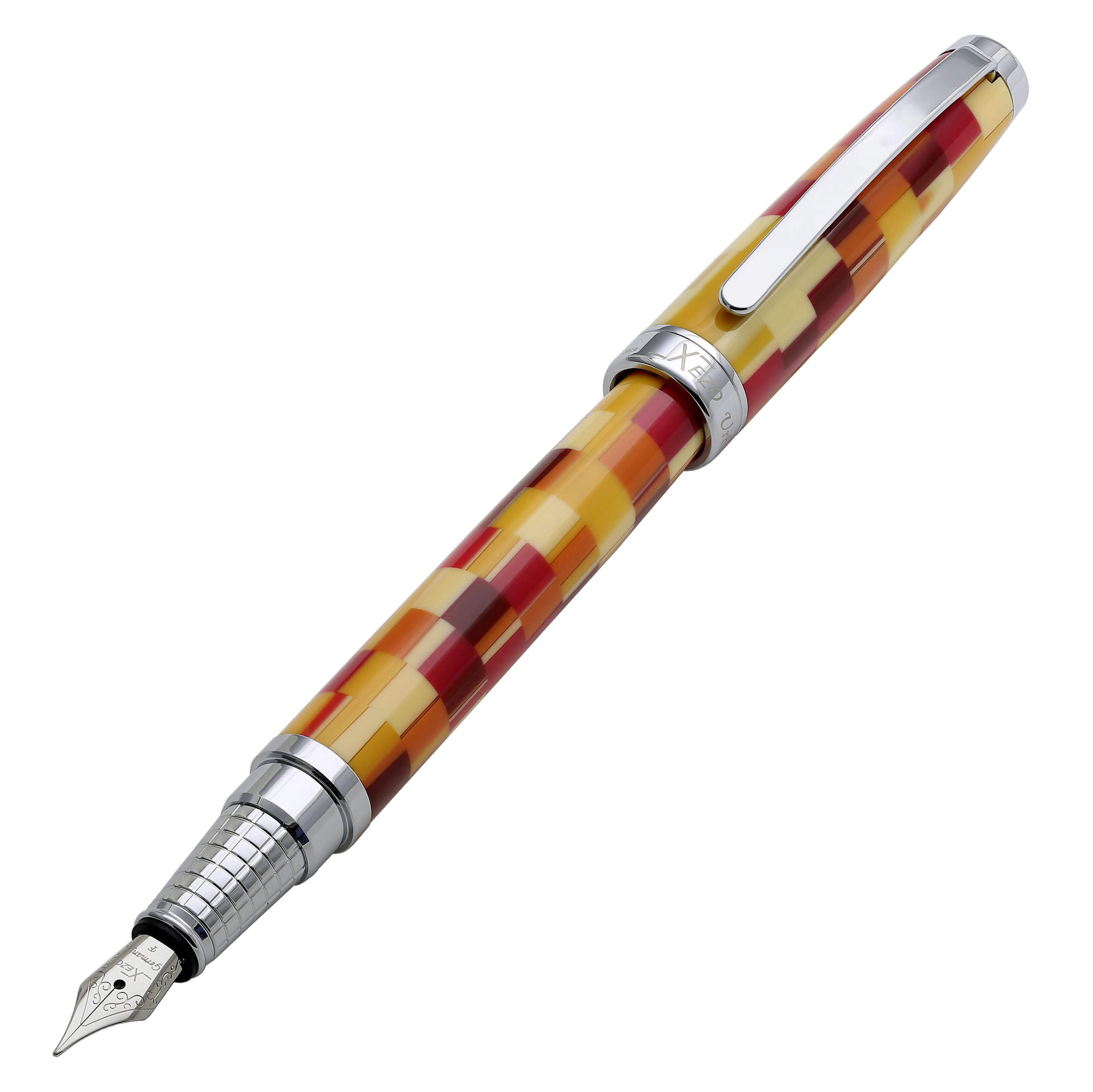 Xezo Urbanite I Acrylic  Brass Fountain Pen (Fine Nib) - Retro Red