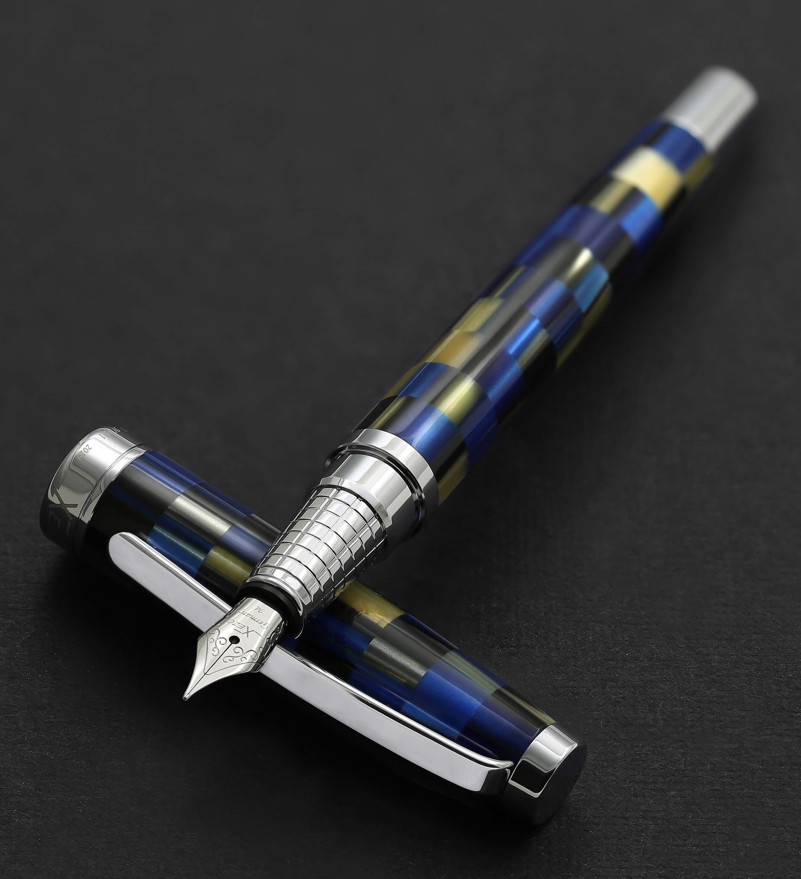 Xezo Urbanite I Acrylic  Brass Fountain Pen (Medium Nib) - Modern Blue