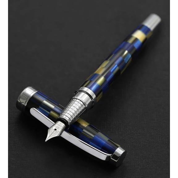 Xezo Urbanite I Acrylic Brass Fountain Pen (Medium Nib) - Modern Blue