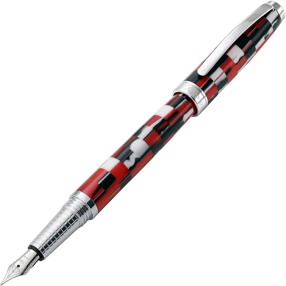 Xezo Urbanite II Acrylic  Brass Fountain Pen (Fine Nib) - Trek Red