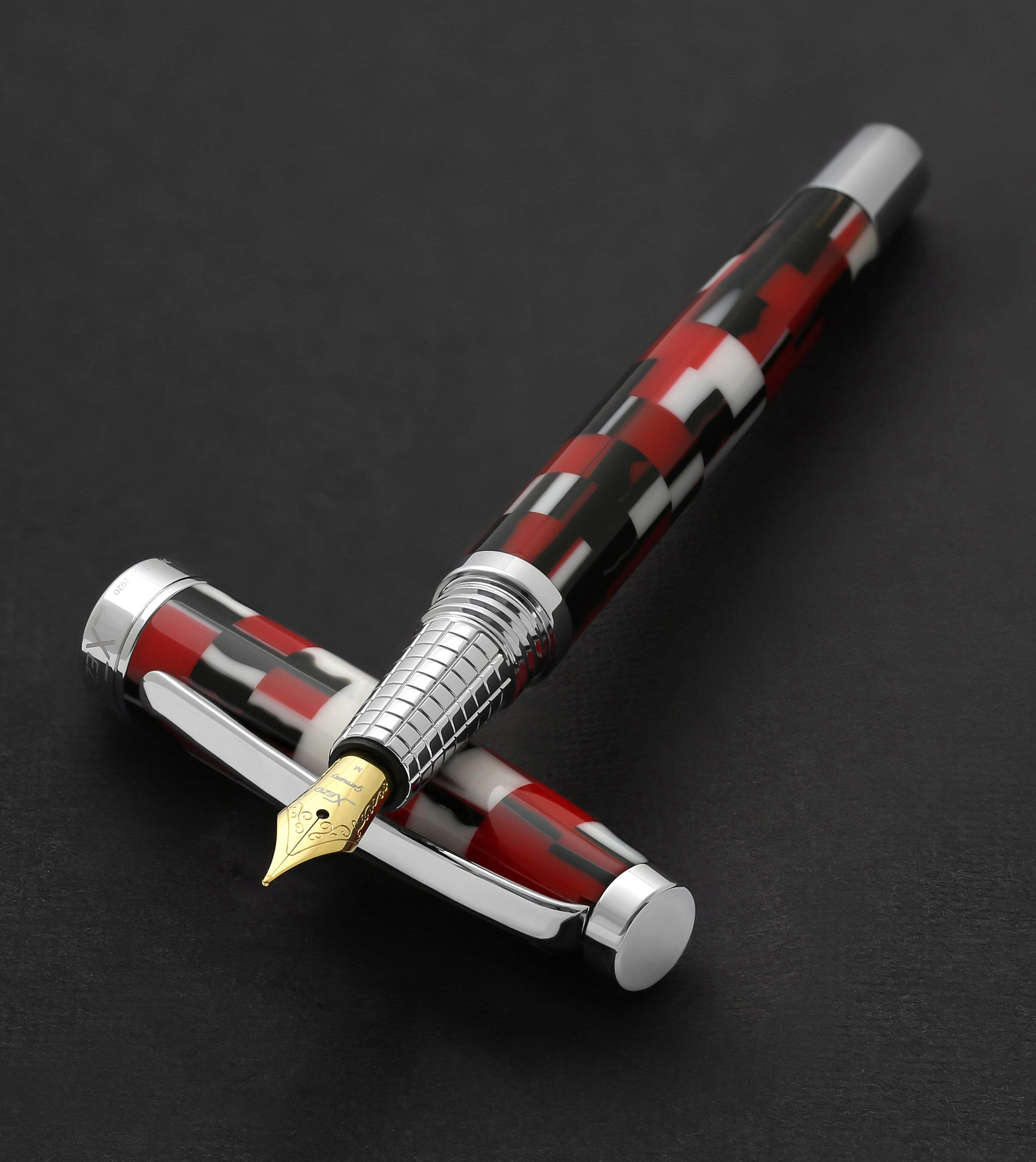 Xezo Urbanite II Acrylic  Brass Fountain Pen (Medium Nib) - Trek Red