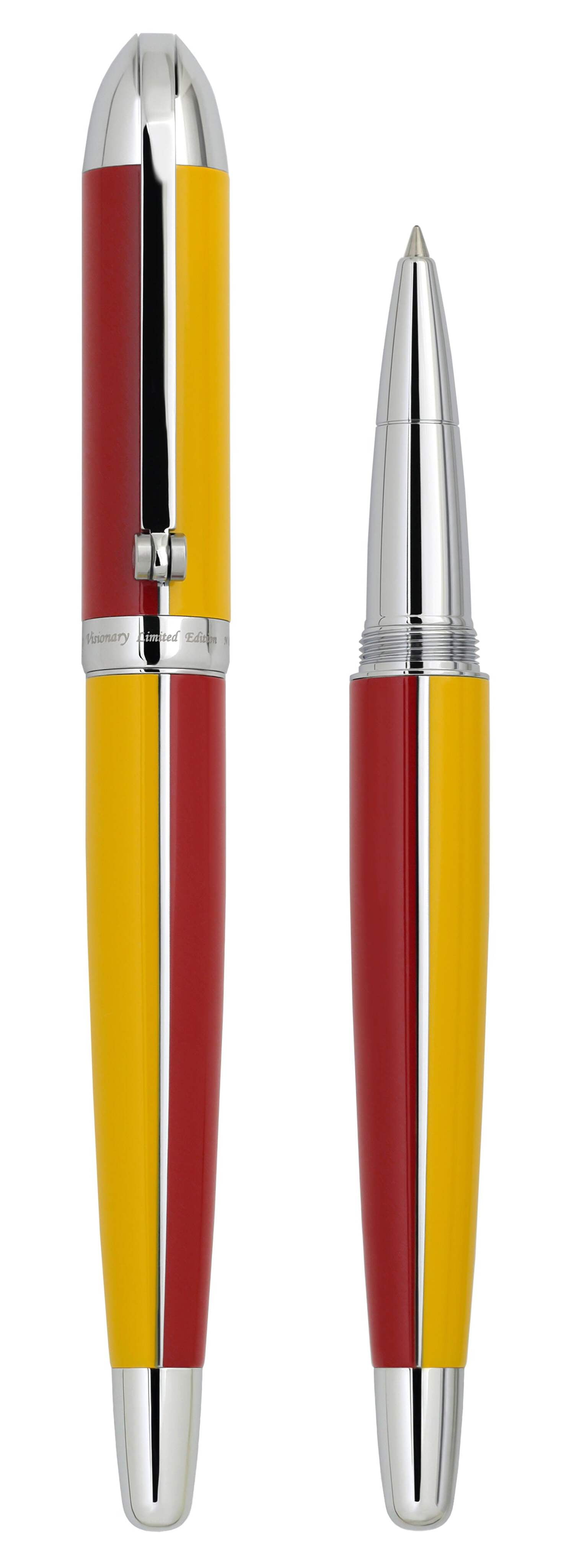 Xezo Xezo Visionary® Brass  Aluminum Enameled Rollerball Pen - Aspen Gold / Red