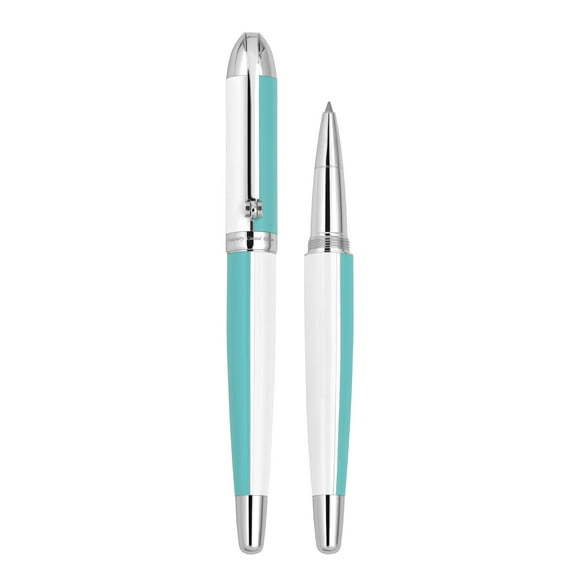 Xezo Xezo Visionary Brass  Aluminum Enameled Rollerball Pen - Sky Blue / White