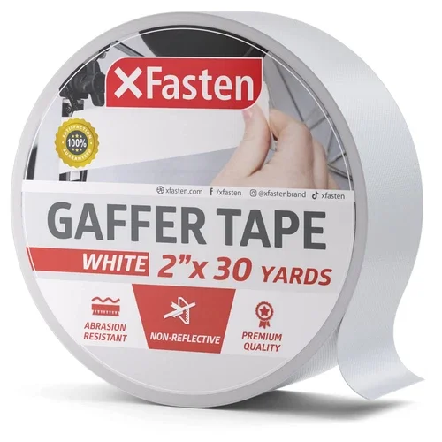 Xfasten White Gaffer Tape 2 Inch X 30 Yards, Non-Reflective Matte Finish, No ...