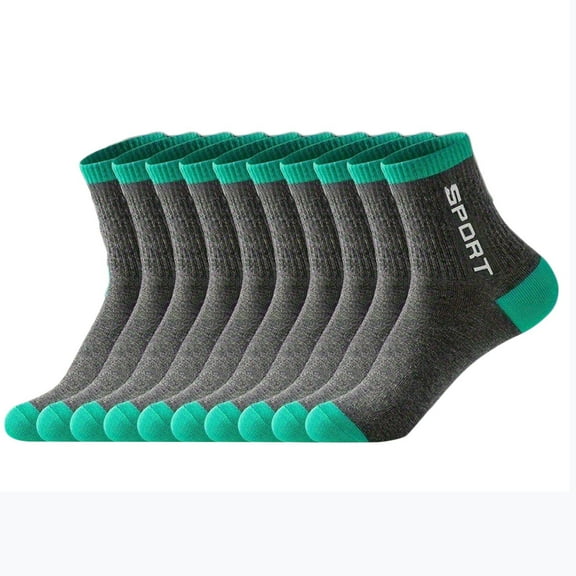 Xfvqtps 5 Pairs Mens Sports Socks Athletic Mid Tube Solid Color Simplicity Sweat Absorbing Breathable Comfort Soft Running Traveling Cotton Socks Dark Gray