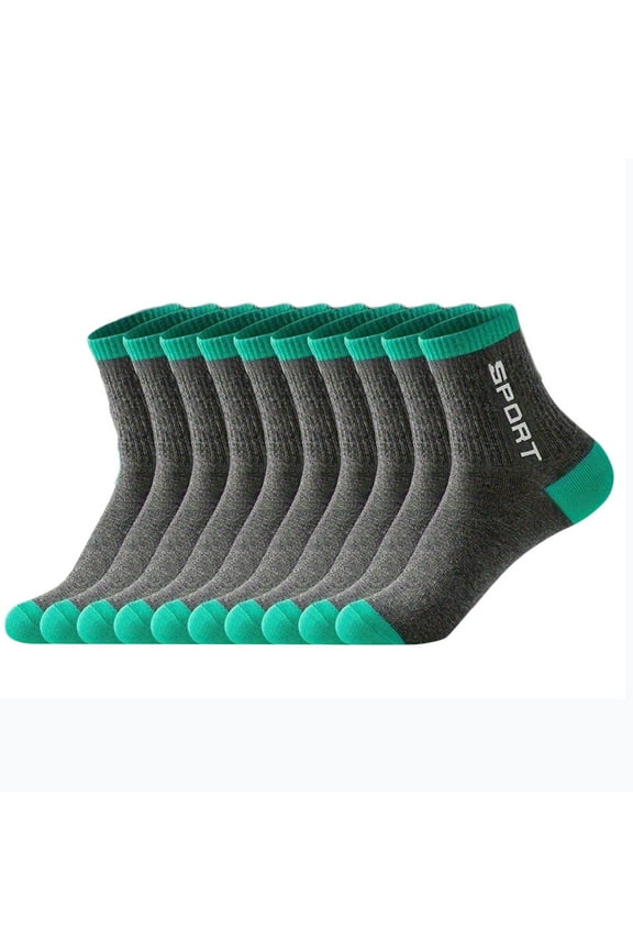 5 Pairs Mens Sports Socks Athletic Mid Tube Solid Color Simplicity Sweat Absorbing Breathable Comfort Soft Running Traveling Cotton Socks Dark Gray