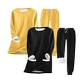 thumbnail image 1 of Xfvqtps 2 PCS Womens Pajama Set with Pocket Pullover Color Blocking Round Neck Plush Lining Thickened Insulation Warm Winter House Leisure Wear Long Sleeved Top and Pants Set Black+Yellow, 1 of 3