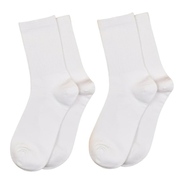 Xfvqtps 2 Pairs Unisex Crew Socks Mid Tube Solid Color Simplicity Casual Sweat Absorbing Breathable Comfortable Soft Cotton Socks White-2 Pairs